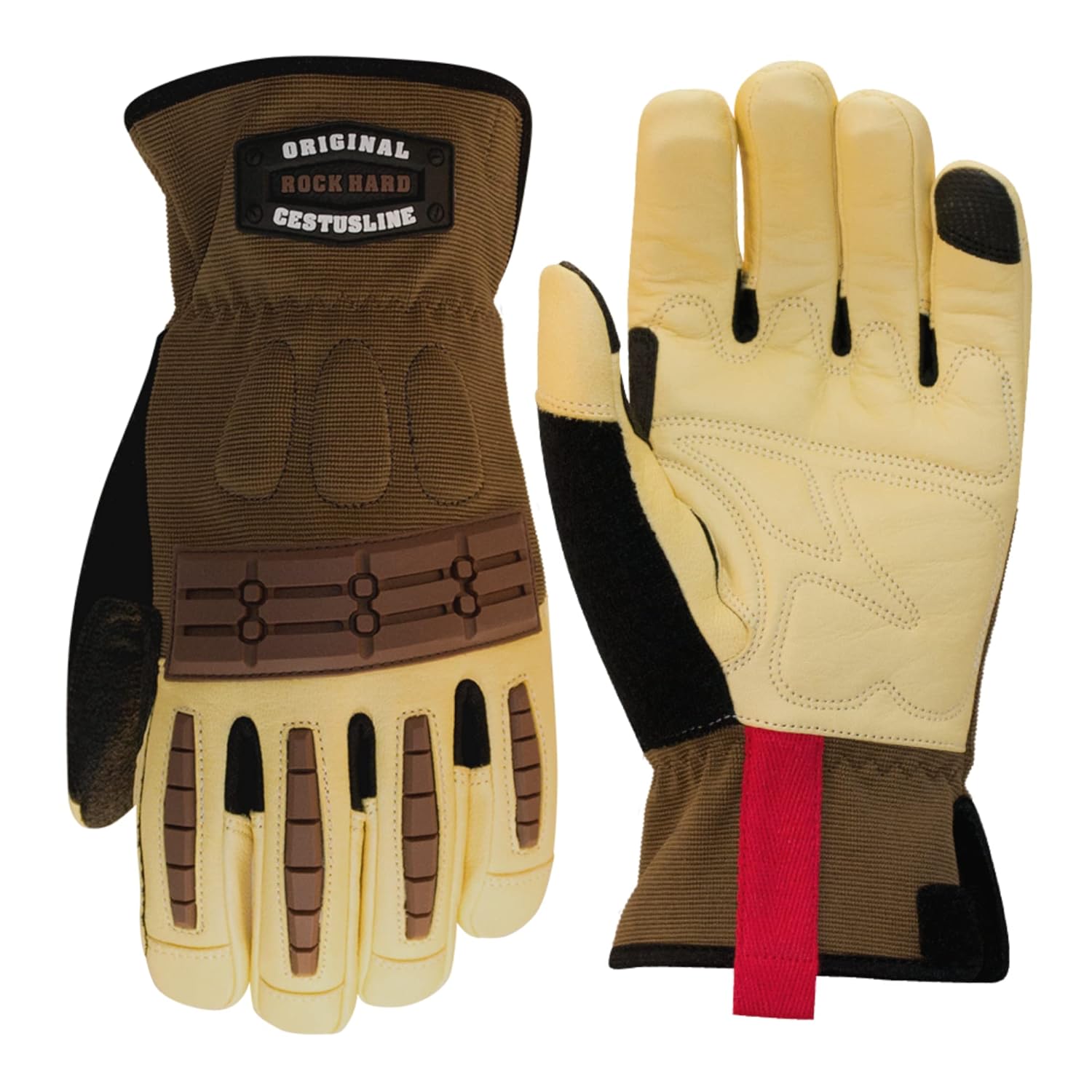 Cestus Top Grain Leather Yard Work Gloves with Impact Protection, ANSI Cut A1 (Brown, 1 Pair)