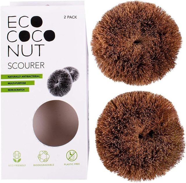 Eco Coconut Twin Pack Scourers, Natural, One Size