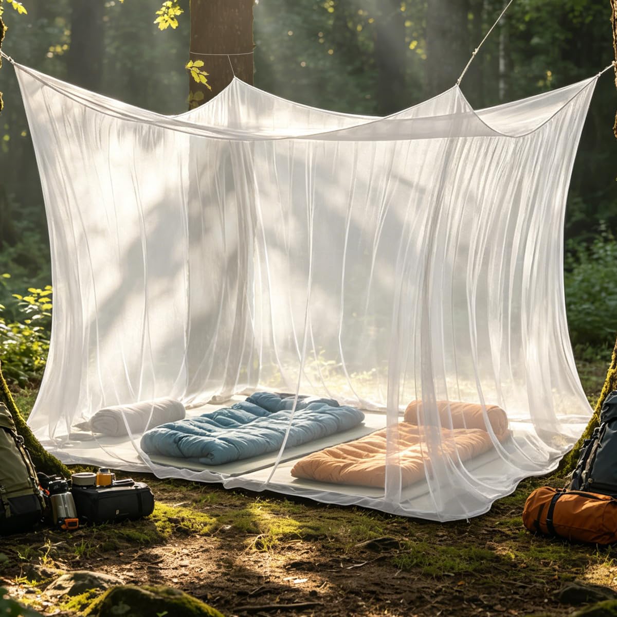 Mosquitera Grande Exterior/Interior, Mosquitera 300 x 300 x 250 cm,Redes antimosquitos, Mosquiter Grande, Malla Fina y Duradera, Mosquiter Cama Matrimonio, 220 Malla, Mosquiter Exterior (Blanco)