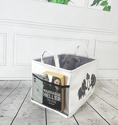 Miniatura 3 de HIYAGON Cesta de almacenamiento rectangular para guardería, organizador de juguetes de lona, caja de almacenamiento grande para niños, cesta