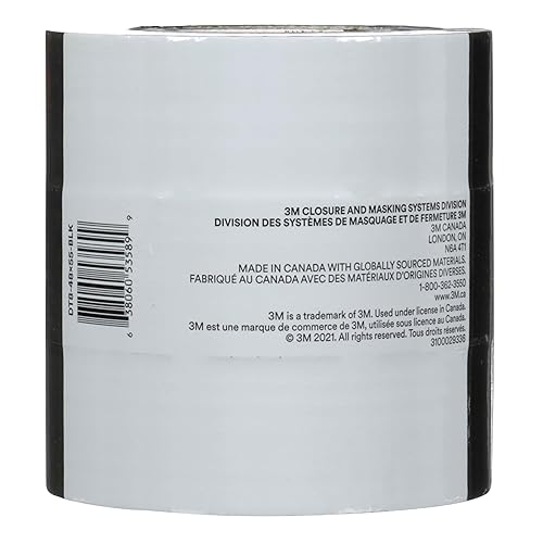 Miniatura 4 de 3M Cinta adhesiva DT8, paquete de 3, resistencia industrial, multiuso, cinta de color negro, 1.88 pulgadas x 60 yardas, desgarro a mano, adhesivo de