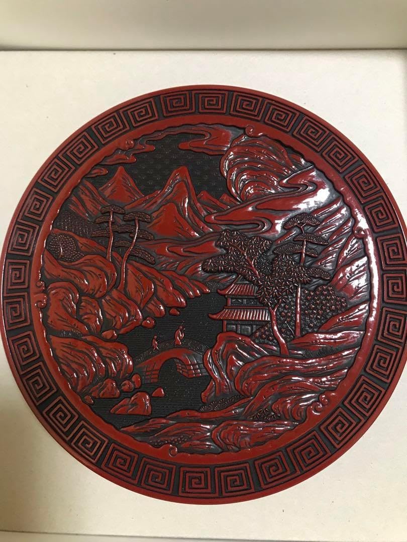 堆朱 菓子器尾﨑吉蔵作 村上木彫堆朱 菓子器