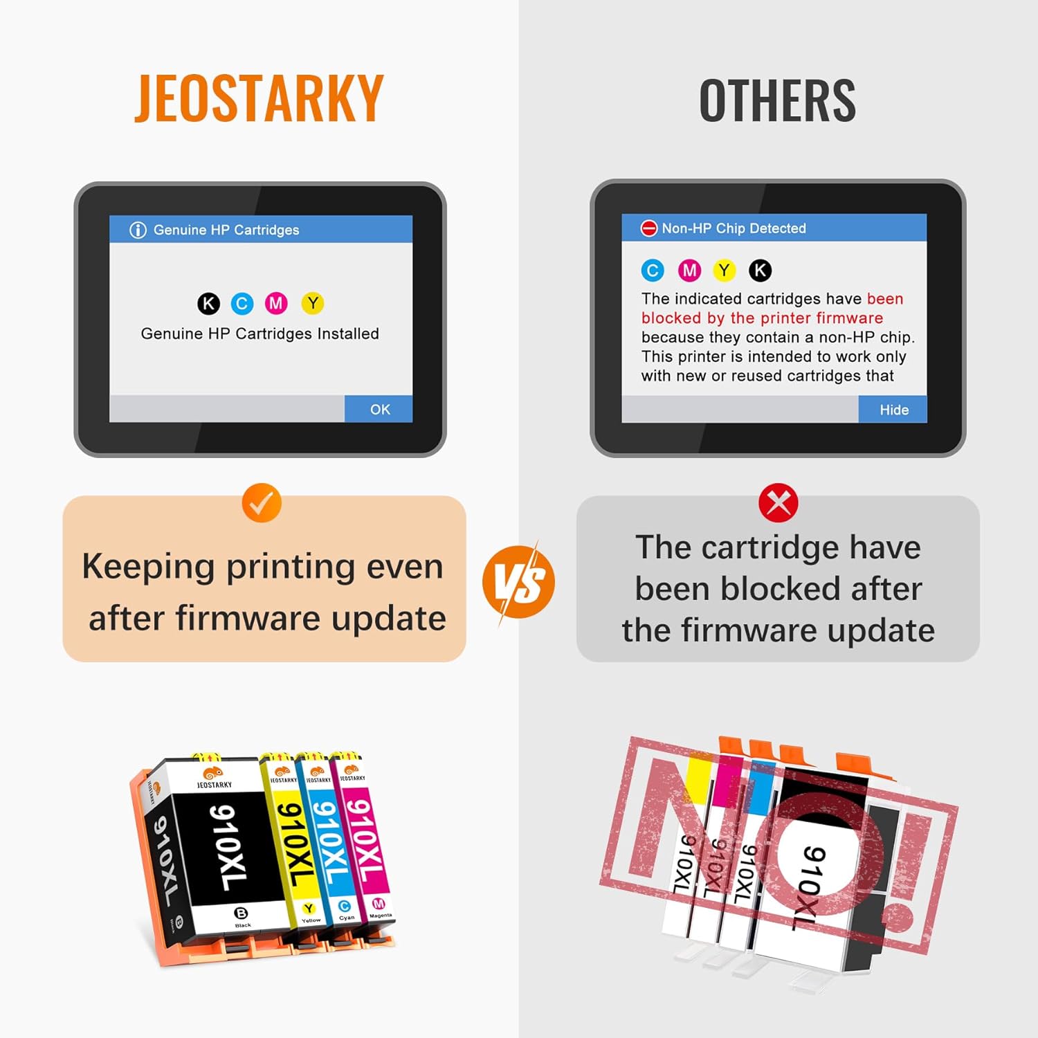 Remanufactured Replacement for HP 910XL Ink Cartridges Combo Pack High Yield Compatible with HP OfficeJet Pro 8015e 8025e 8035e 8010 8020 8028 8035 Series Printer (Black Cyan Magenta Yellow)