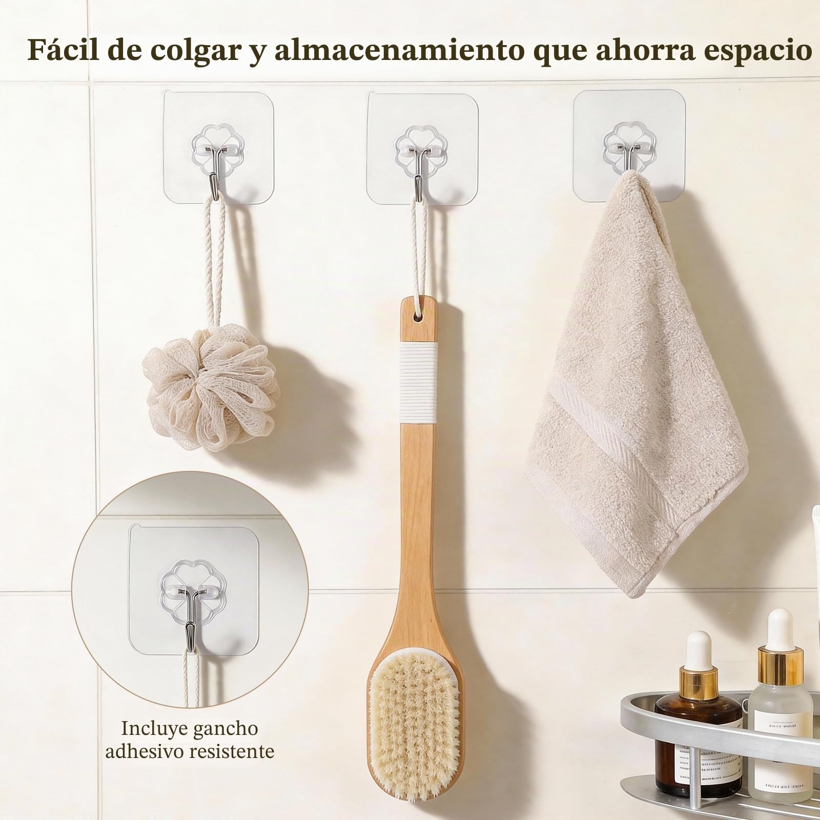 Blendura Cepillo Exfoliante Corporal Mango Largo, Uso Seco y Húmedo, Cepillo de Ducha para Cuerpo y Espalda, 43 cm Longitud