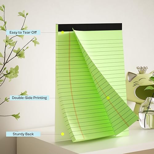 Miniatura 10 de Bloc de notas legales de 5 x 8 pulgadas, paquete de 6 blocs de notas con rayas universitarias, bloc de notas pequeñas perforadas de 80 GSM, 30