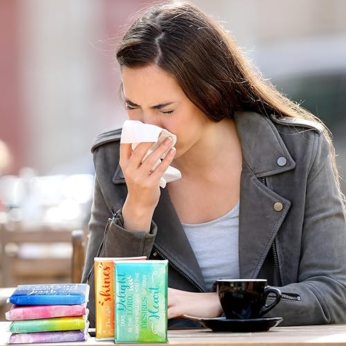 Miniatura 60 de Paquete de 24 pañuelos de tamaño de viaje, paquete delgado de 3 capas, tamaño cartera, pañuelos de bolsillo para viajes, bodas, fiestas, 6 estilos
