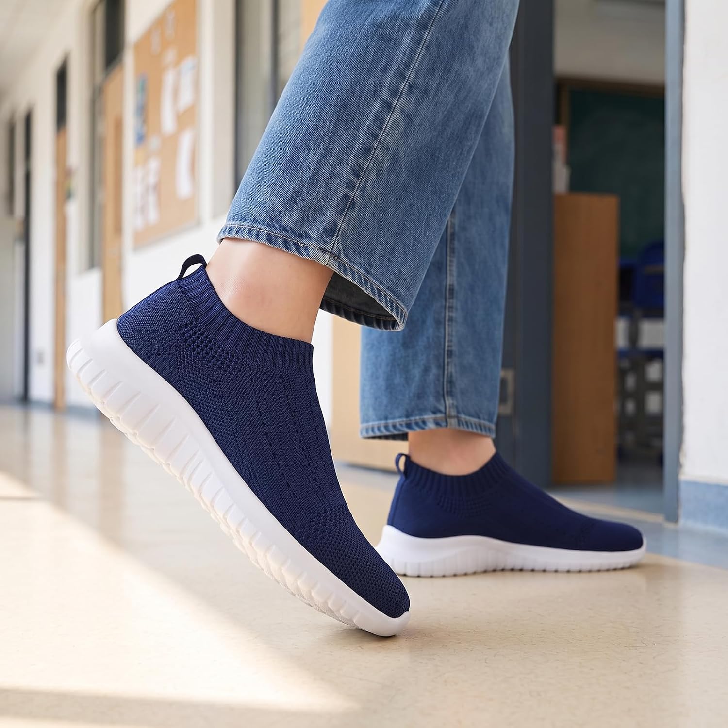 TIOSEBON Women's Walking Slip On Sock Knit Shoes image 3