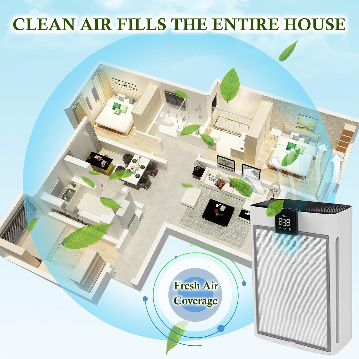 EPI360 Air Filter Replacement For Air Purifier Compatible with MOOKA® EPI360 Air Purifier, 4-stage Filtration System, Pre-Filter, H13 Filter（2-Pack)