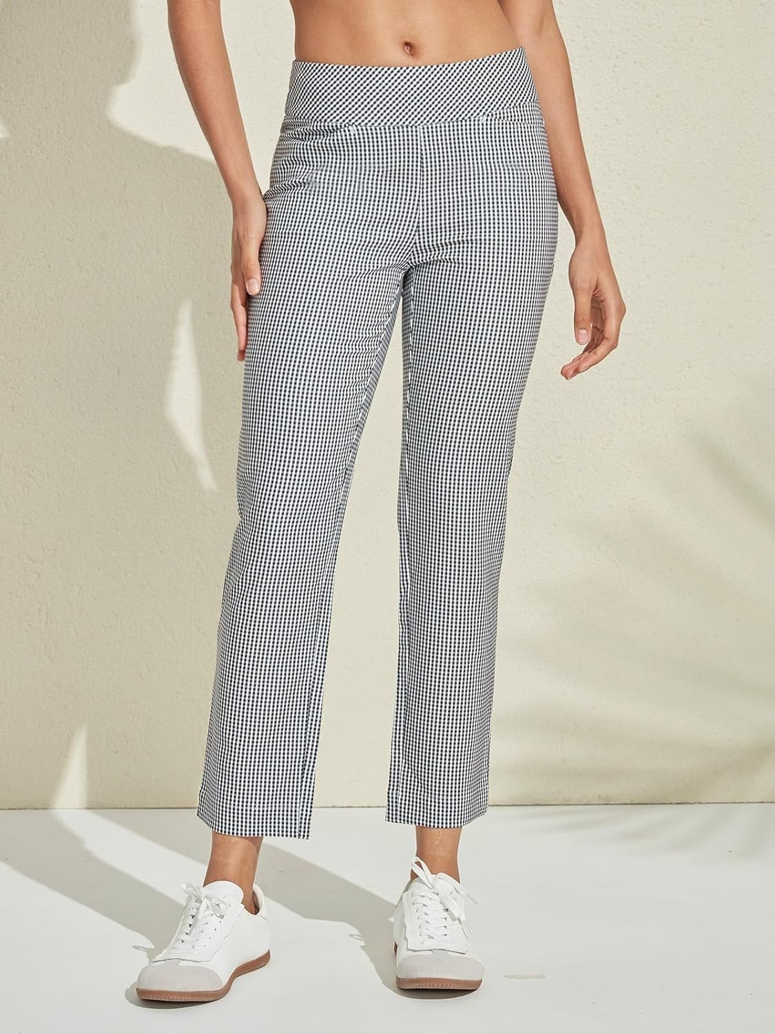 Womens Golf Plaid Pants Stretch Casual Work Ankle Pant for Women Ladies Travel Lounge Athletic Sweatpants with Pockets - Image 2