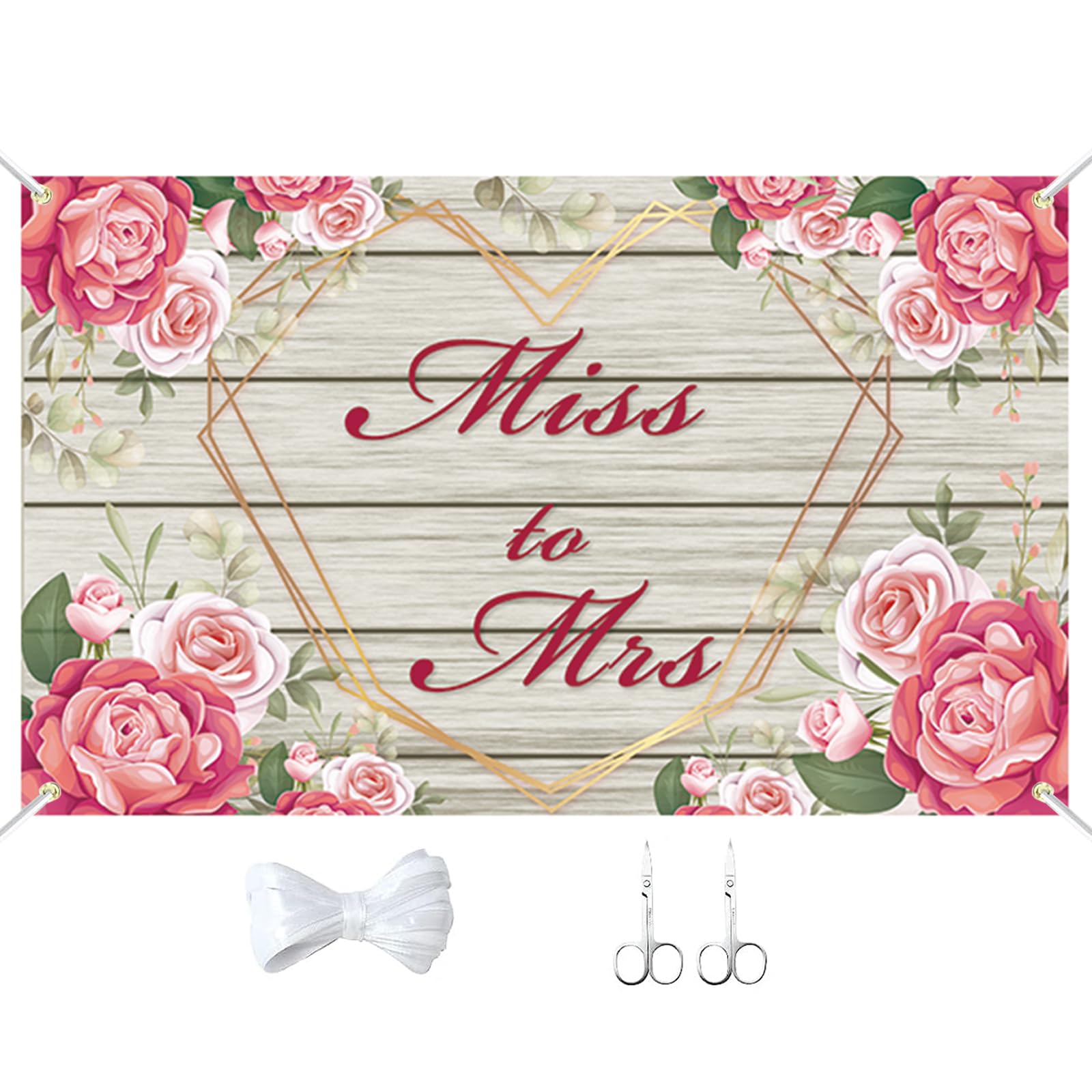 LAKSOL Corazón de Boda para Cortar, Fotocall Boda Decoración y 2 Tijeras de Corazón, Fondo Photocall para Decoraciones de Boda, Los Recién Casados de Boda, 200 x 180 cm