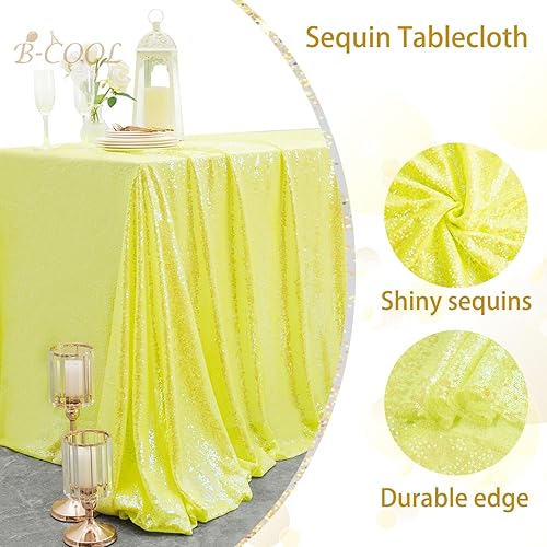 Miniatura 4 de B-COOL Mantel de lentejuelas de sirena con purpurina amarilla, mantel de fiesta, de 60 x 102 pulgadas, mantel de lentejuelas para bodas, cumpleaños