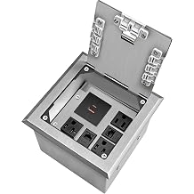 Recessed Floor Outlet Box, Flat Hidden Socket Kit, Silver