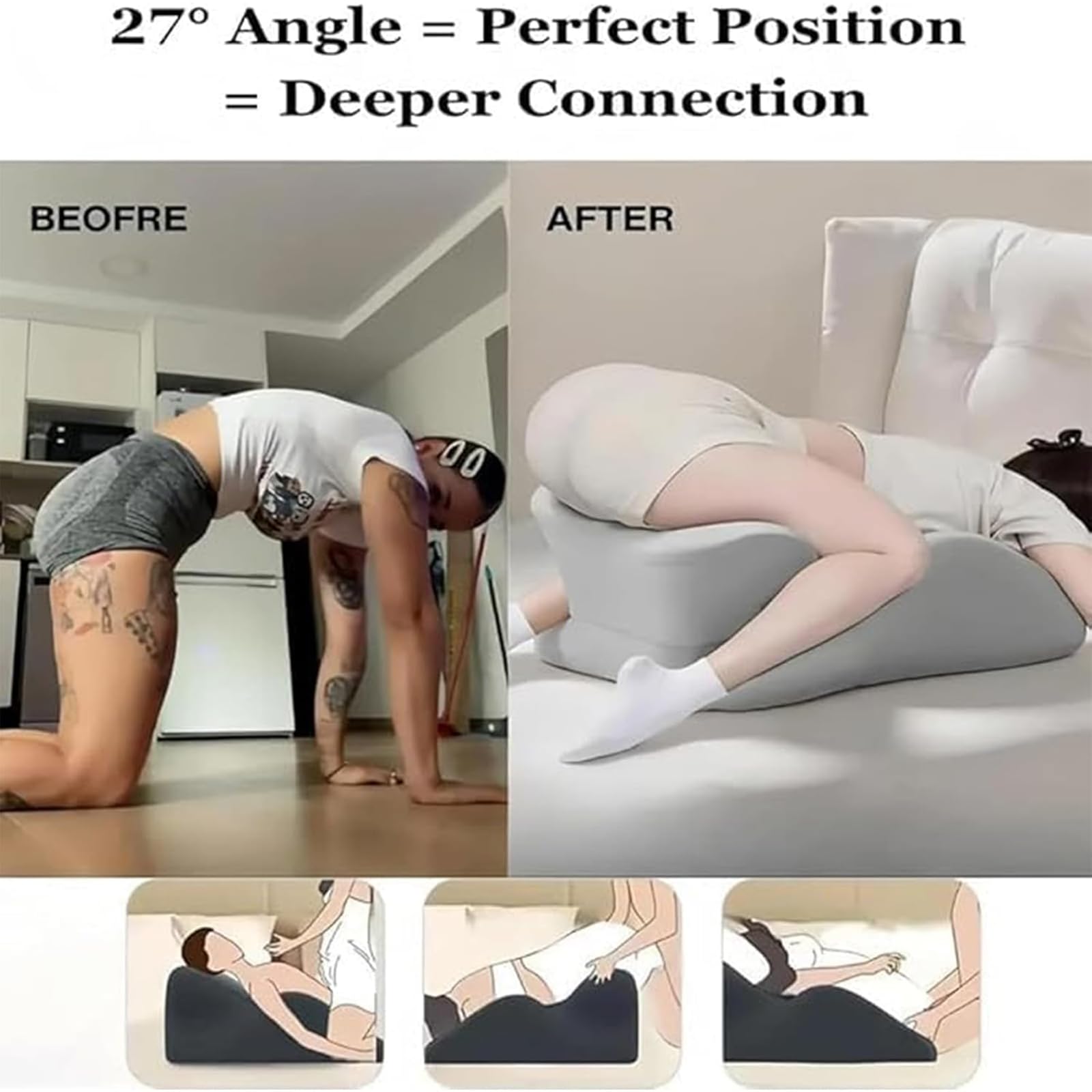 Coussins sexuels pour les couples, oreiller pour couple, angle de 27°, soutien ergonomique pour la colonne vertébrale et oreiller de lit multifonction, Coussin pour Positions Sexuel(Noir)
