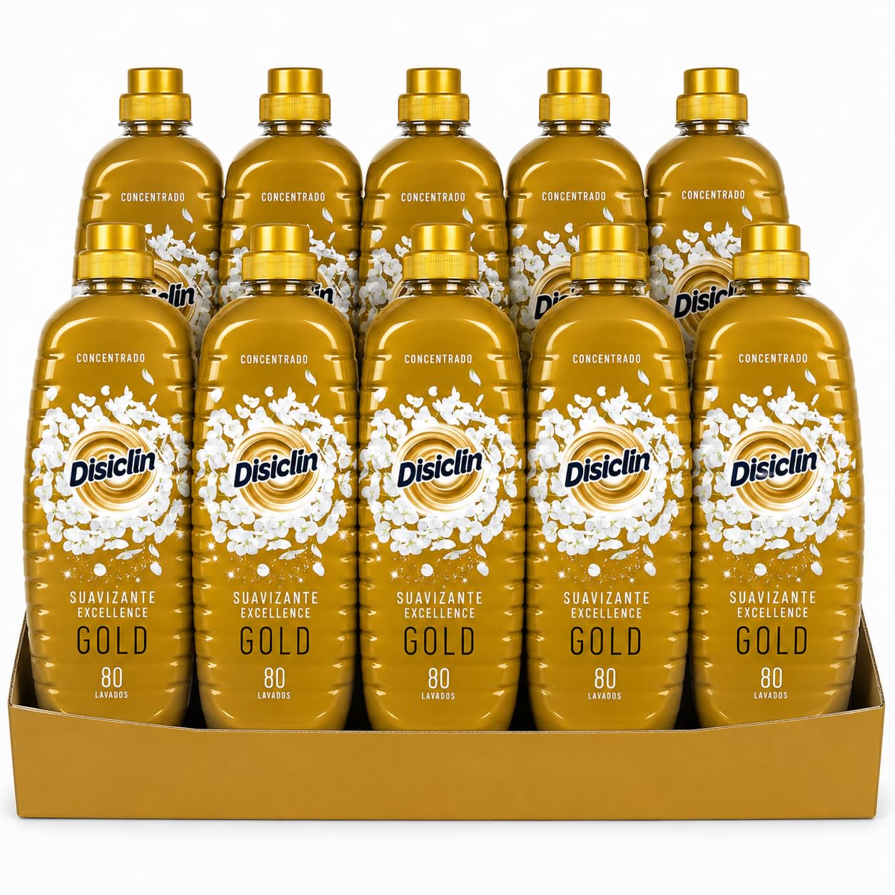 Suavizante Disclin Concentrado Gold 1,4L | Pack 10 Unidades | 800 Lavados | Aroma Duradero | Formato Ahorro 14 L | RASMACOR