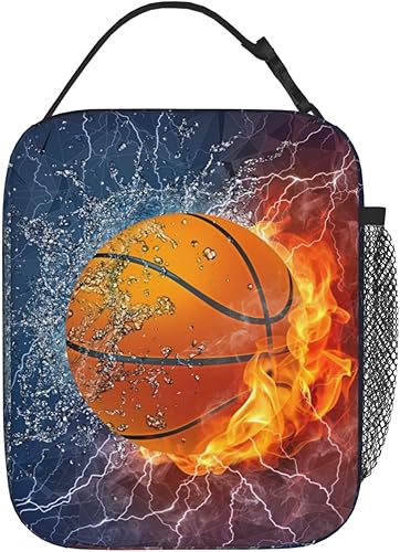 Miniatura 3 de Lonchera de baloncesto para niños, adolescentes, niños y niñas, bolsa de almuerzo deportiva aislada a prueba de fugas, portátil, con bolsillo