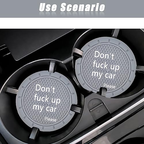 Miniatura 7 de Portavasos para automóvil antideslizante para automóvil con diseño divertido y decorativo  Dont Fuck up My Car Please adecuado para la mayoría de