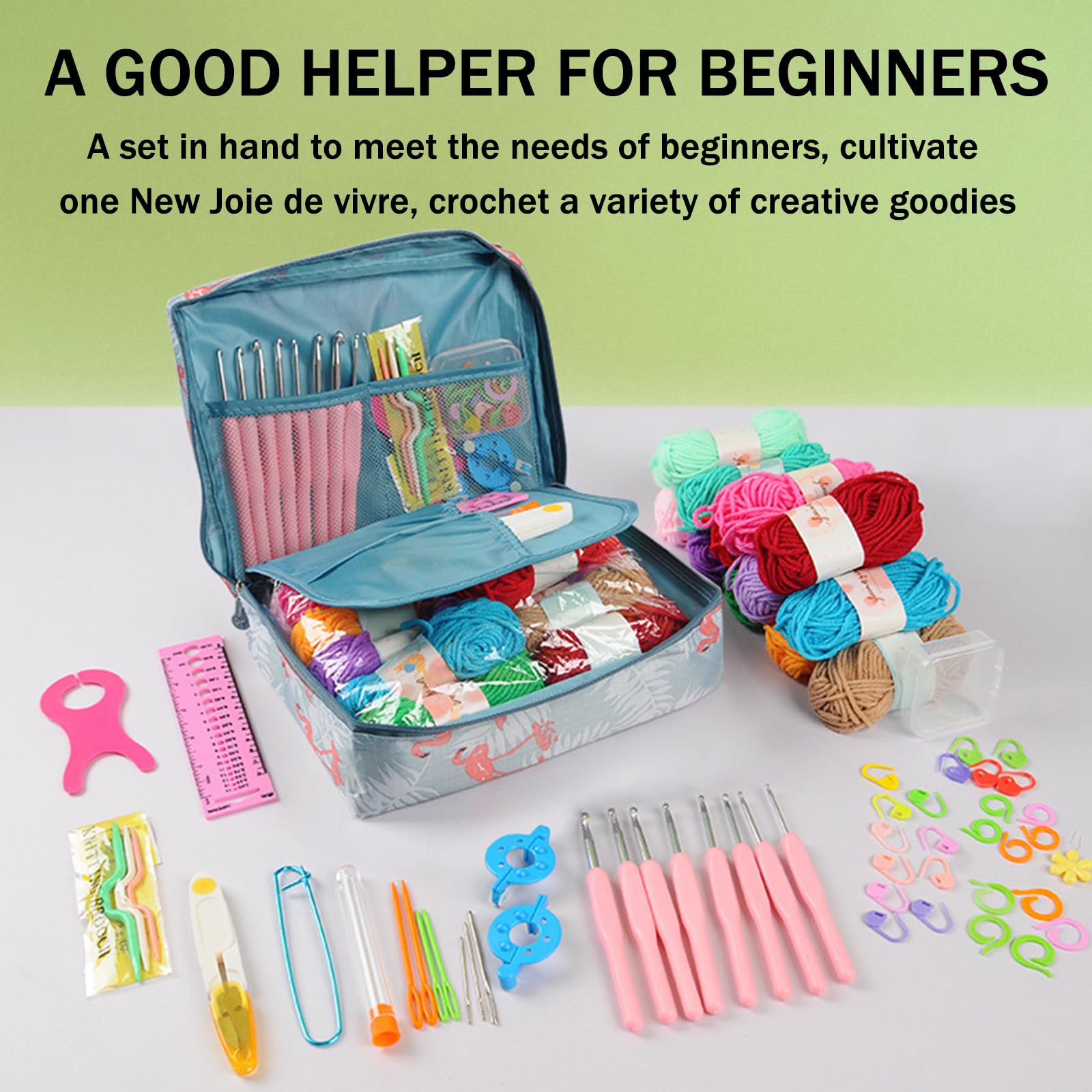 BDSHUNBF Uncinetto 66 Pcs Set per Principianti, Kit Uncinetto con Filo e Accessorio