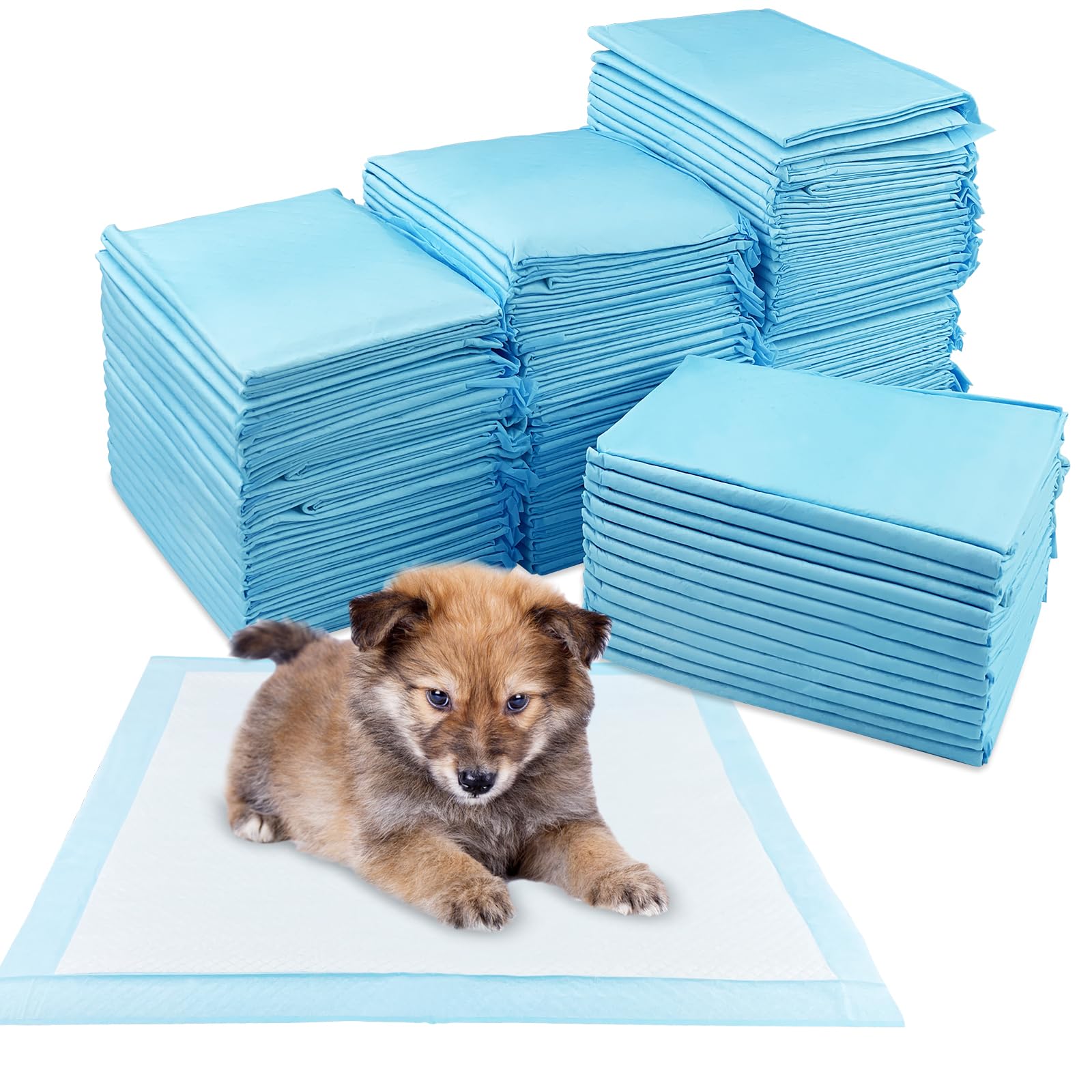 Tekenewbse 100 Stück Pipi Matten für Hunde, 33 × 45 cm Trainingspads, Wickelunterlagen Einweg Einmalunterlagen, Pinkelmatte Training Auslaufsicheres 5-Lagiges Design mit Schnell Trocknender Oberfläche
