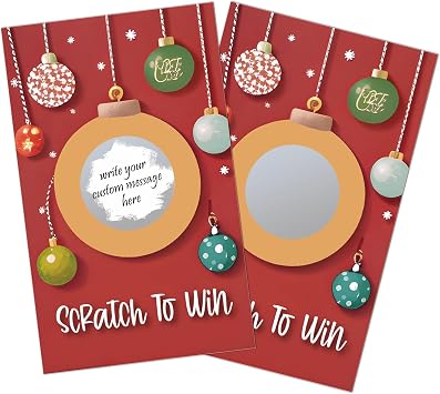 Christmas Scratch Off Card, 50 Pcs Custom Scratch Off Cards, Surprise Scratch Card, Christmas Birthday Voucher, Holiday Gift-GGK03