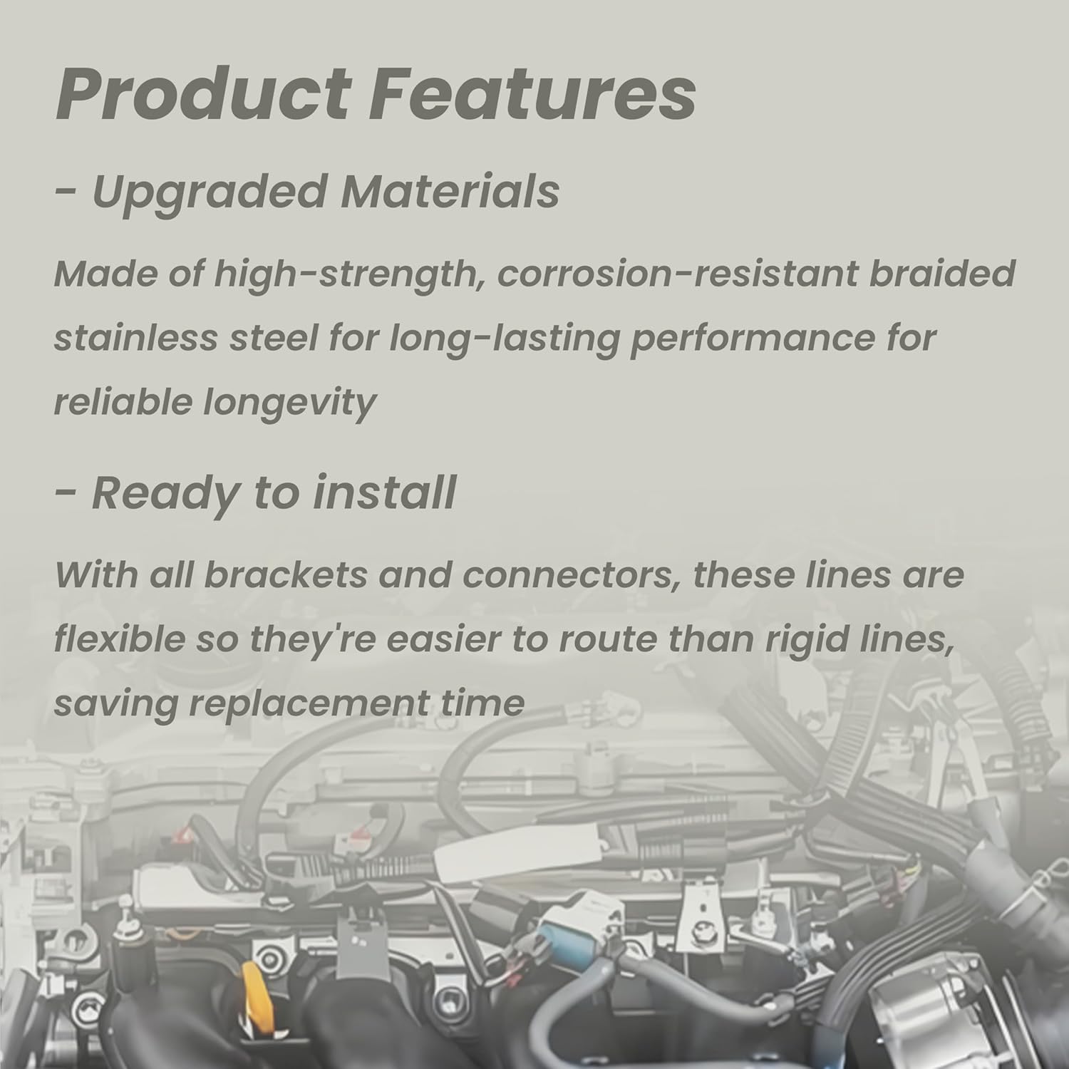 Fuel Line Fit For Chevy Silverado 1500 2500 GMC Sierra 1500 2500HD 3500HD 6.0L 8.1L V8 2004-2010, Flexible Stainless Steel Braided Fuel Line Kit Replace 819-876 15946177 15946180 15946198