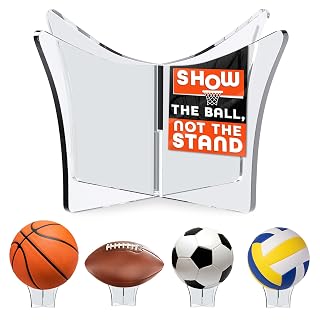 LIBERHAUS Acrylic Basketball Display Stand - Non-Slip Holder for Soccer Football Volleyball Rugby Balls - Sports Memorabilia Showcase
