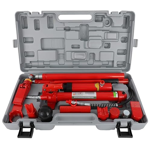 SCITOO Gato hidráulico Porta Power de 12 toneladas con manguera de aceite de 4.6 pies4.6 ft, Ram de elevación de marco de carrocería, kits de