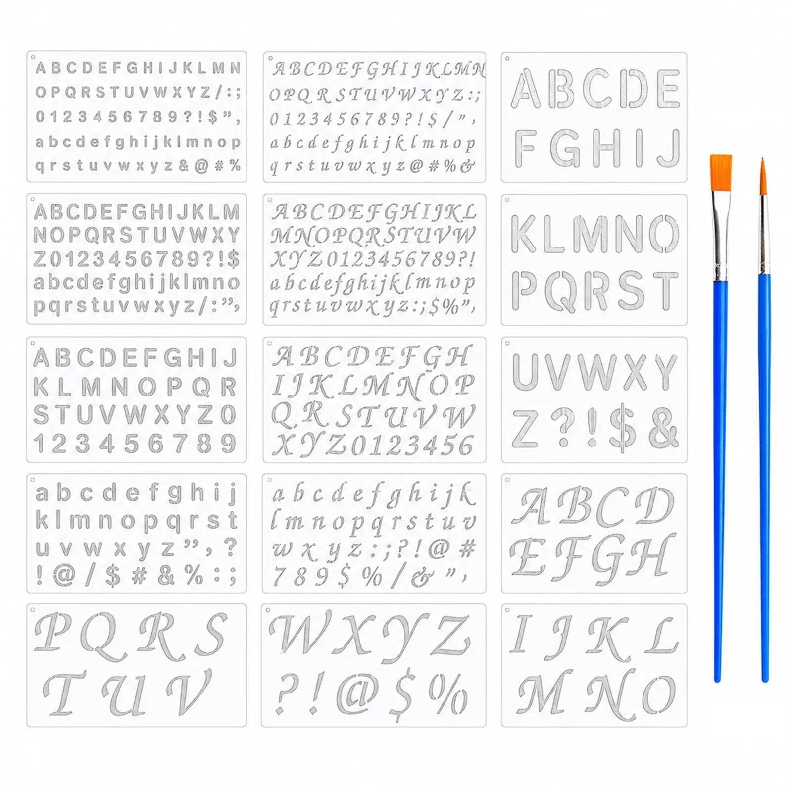 17 Pcs Letter and Number Stencils Set, Reusable Alphabet Templates