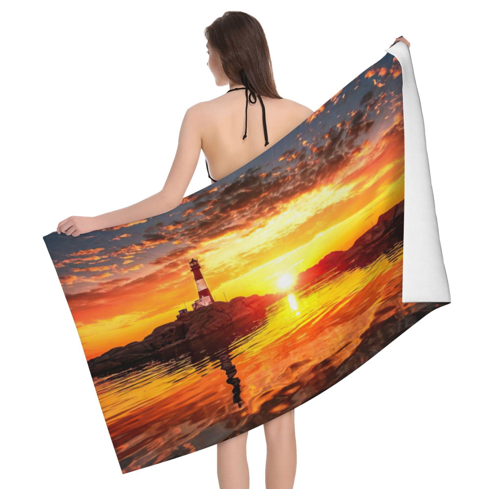 Cadeau personnalisé phare de mer drap de plage sans sable pour homme et femme voyageur