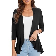 Urban CoCo Womens 3/4 Sleeve Casual Cardigans for Women Trendy Open Front Lightweight Cover Ups
