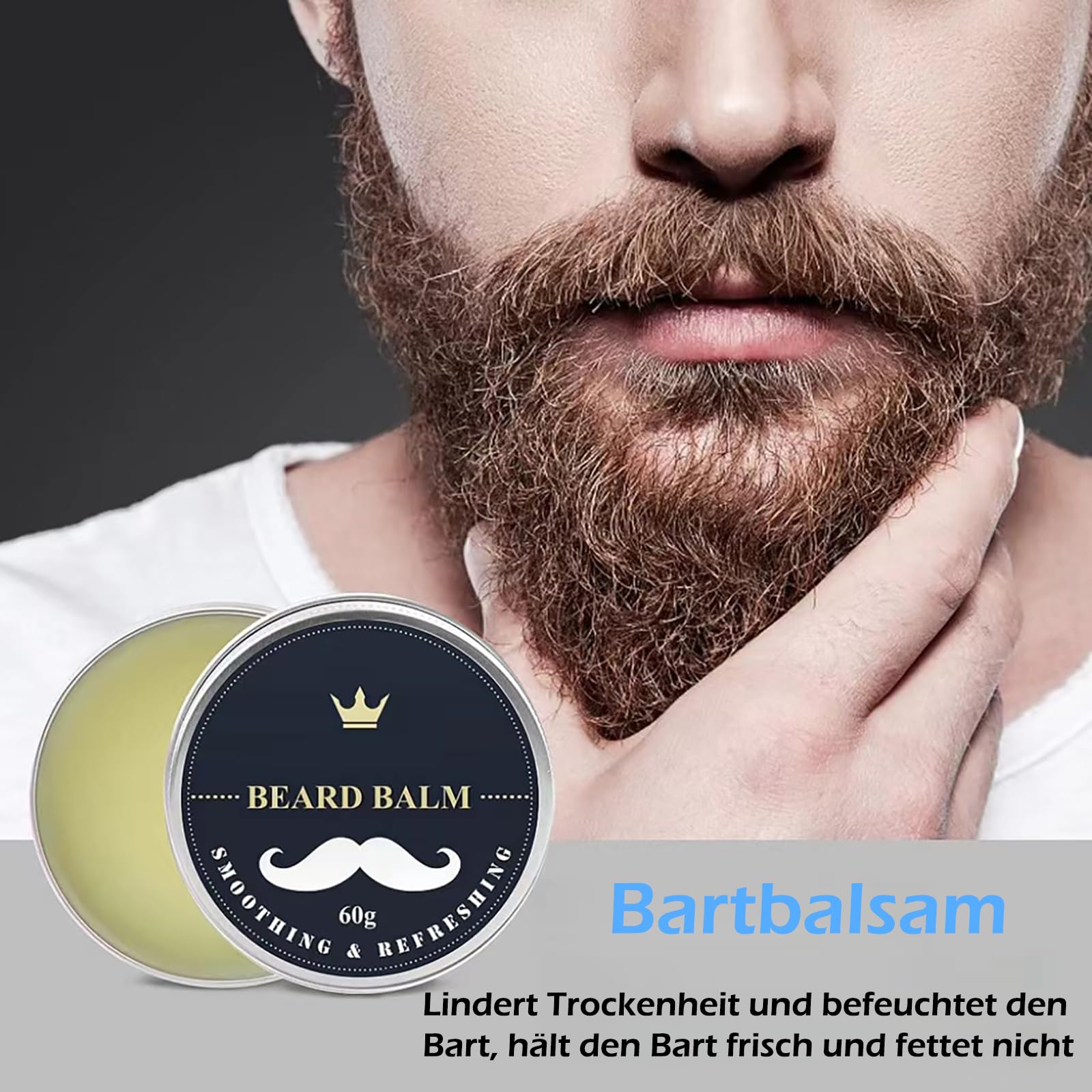 Joric Set per la cura della barba da uomo, con shampoo, olio per barba, balsamo per barba, balsamo per barba, set con spazzola, pettine, forbici