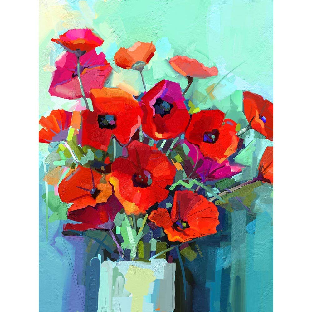 Wee Blue Coo Flowers Red Bouquet Vase Art Print Poster Wall Decor 12X16 Inch