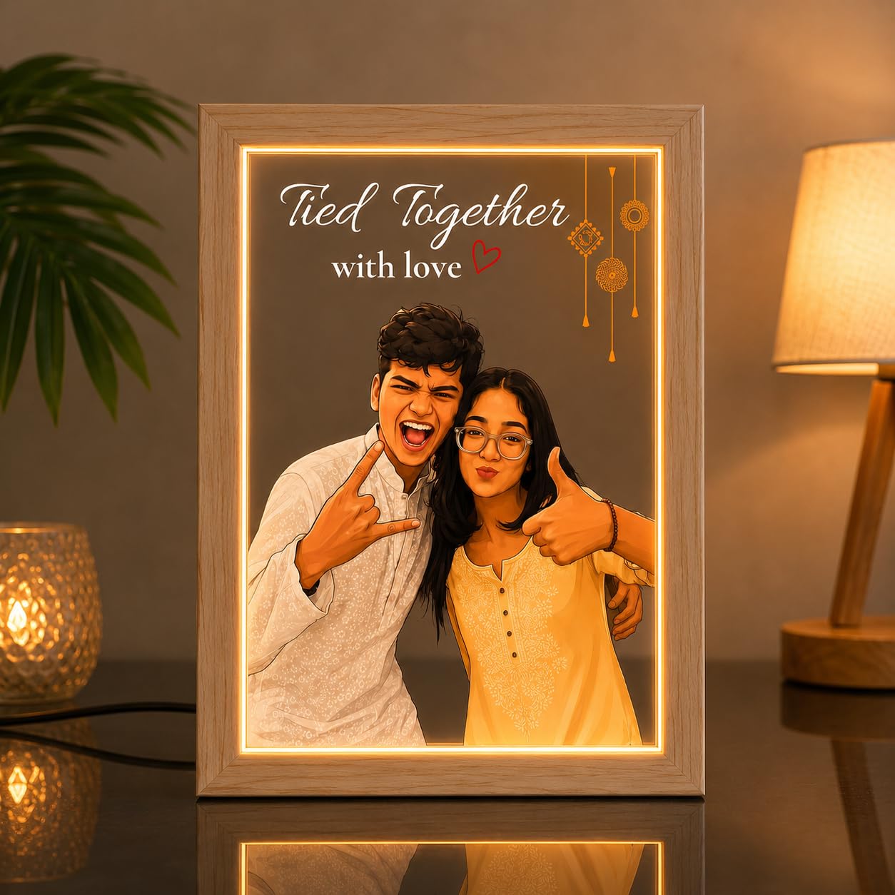 Personalized Raksha Bandhan Acrylic LED Lamp with Custom Photo (Design 7) | Night Light, Brother Sister, Free Rakhi Included, Custom Photo-image-15