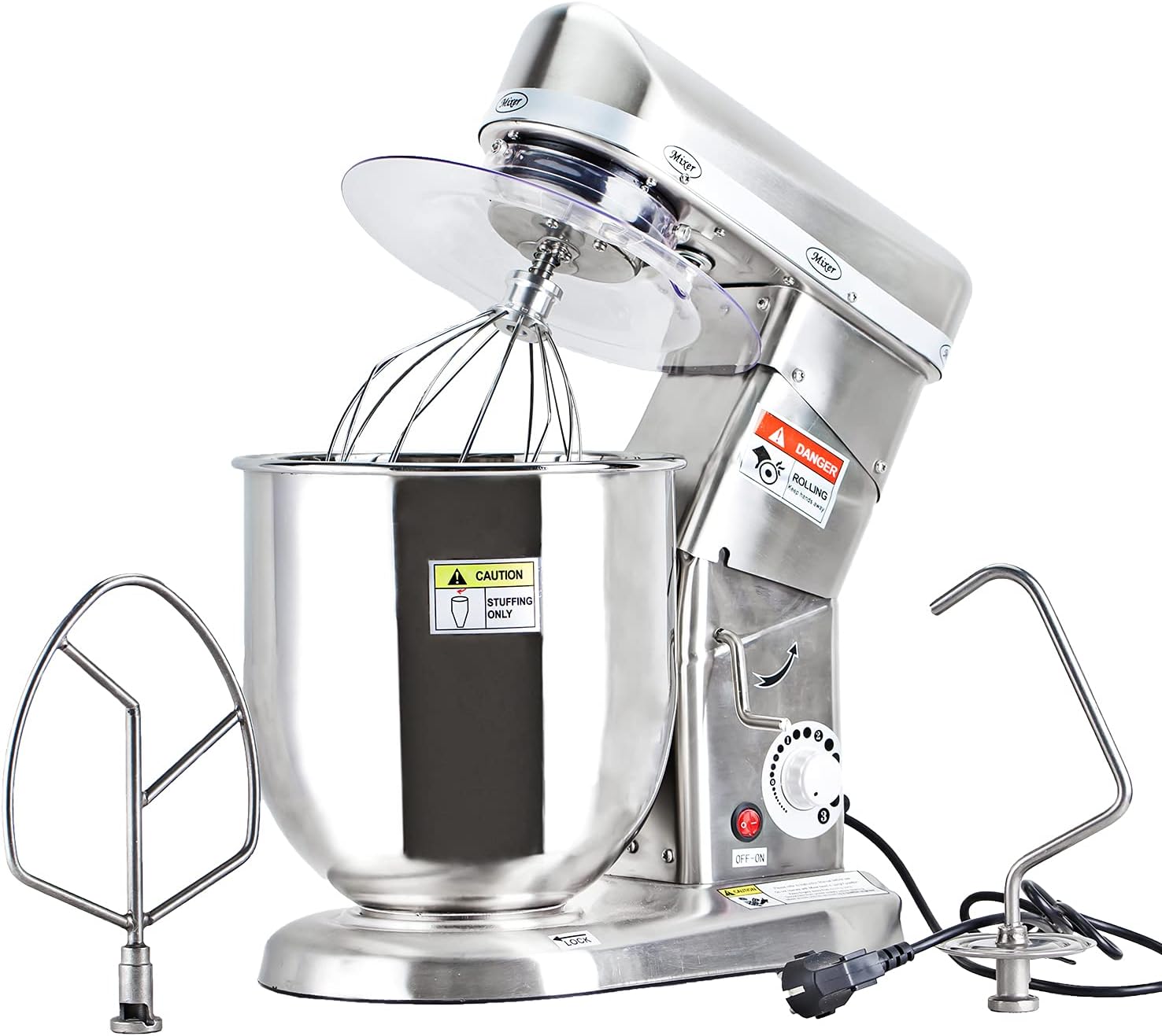 Professional 10 Liters Electric Stand Food Mixer Blender Planetary Cooking Mixer, Egg/Cake/Milk shake Beater, Dough Mixer Machine Whole Stainless Steel Made (10L Stainless Steel)
