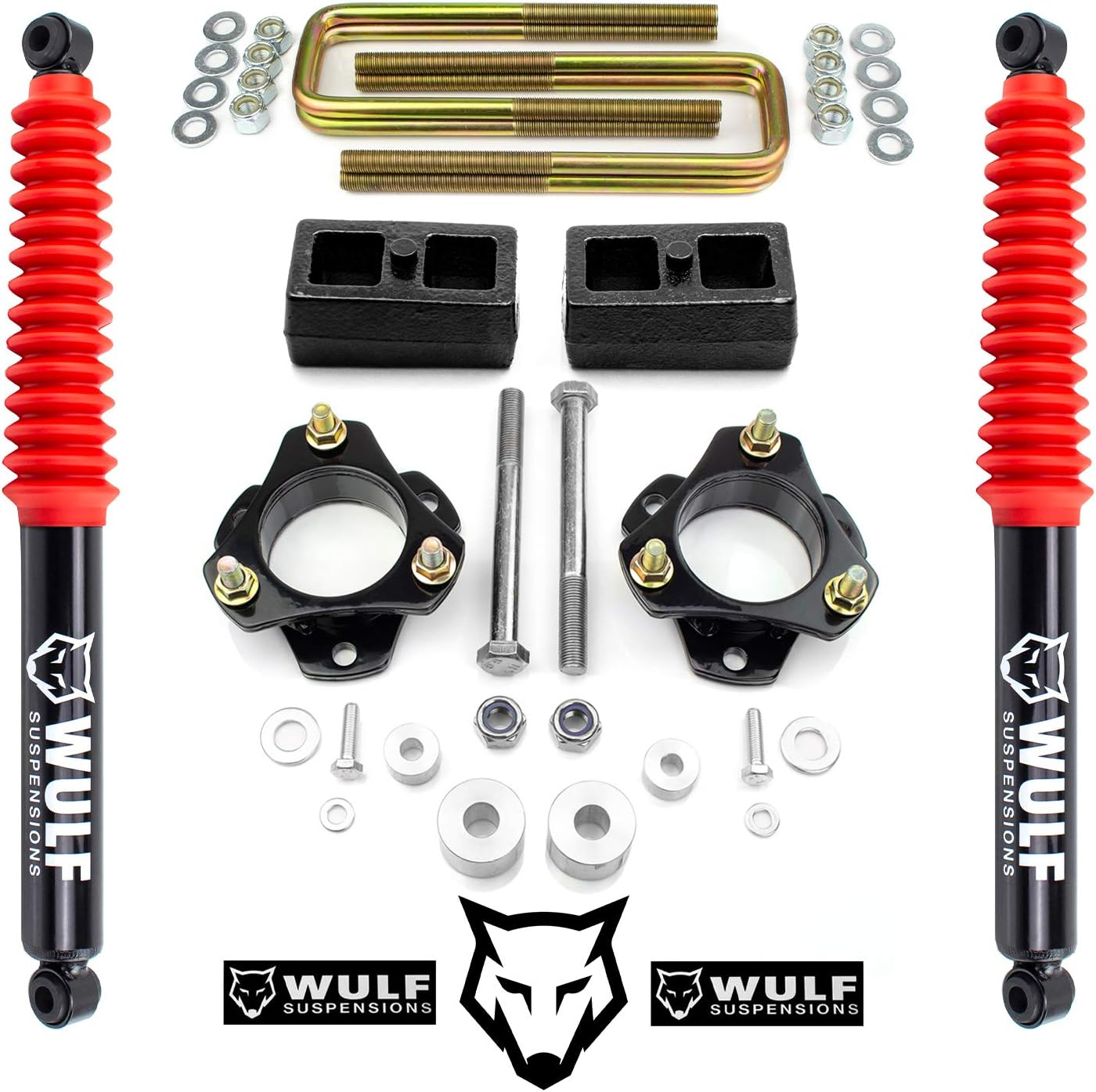 WULF 3" Front 2" Rear Leveling Lift Kit with Shocks compatible with 1995-2004 Toyota Tacoma 2WD 4X4