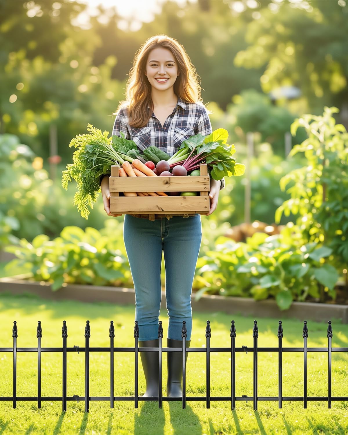 ARIFARO Metal Garden Fence 18" H x 22" W (5 Pack, Length 9.16 ft), No Digging Decorative Border Fence Panels, Rustproof Black Garden Edging Fence for Flower Bed, Yard, Patio, Small Animal Barrier
