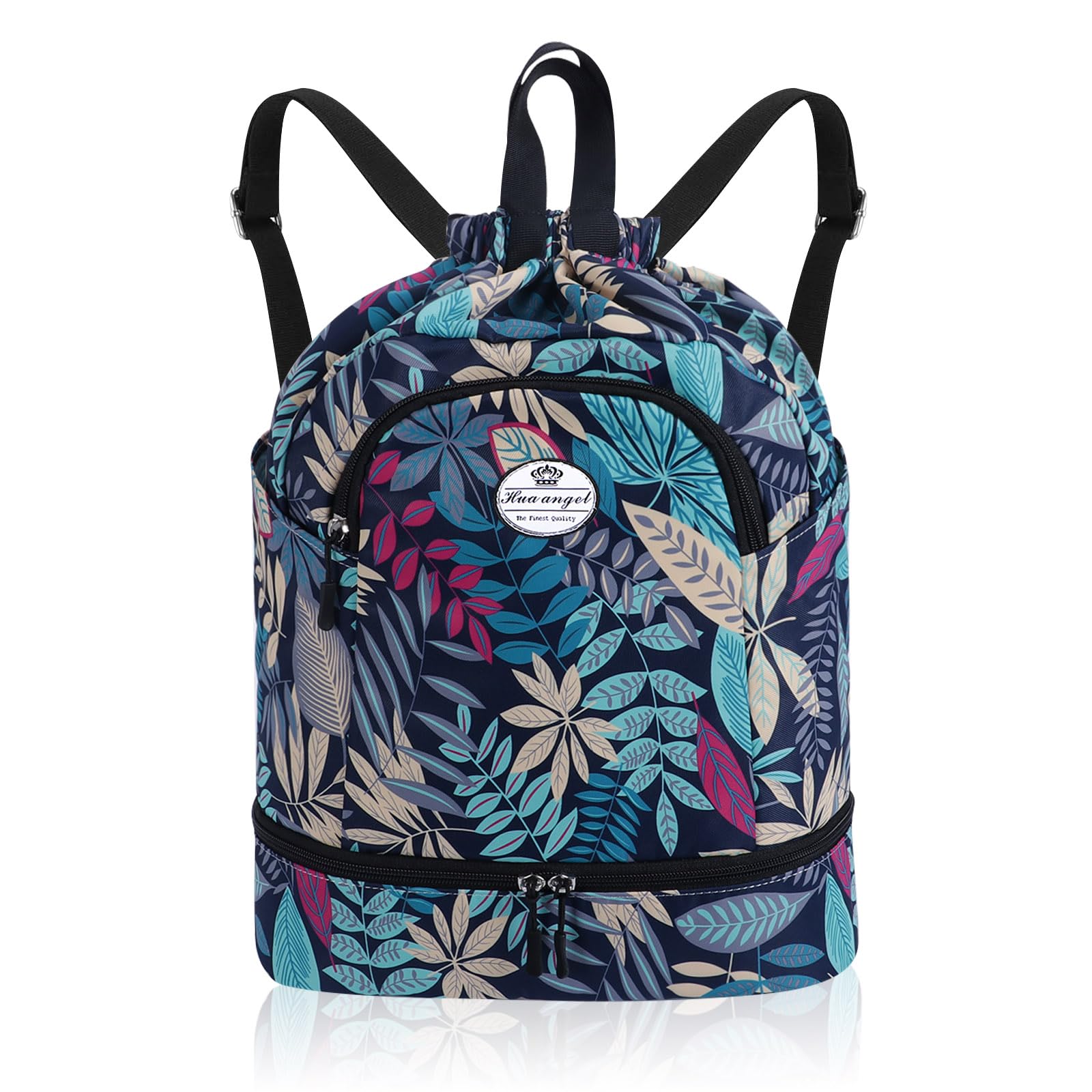 HUA ANGEL Unisex Drawstring Backpack Sports Gym Bag Drawstring Bag Weekend Daypack with Shoe Compartment for Women Men Basketball Football Outdoor Fitness Yoga Swimming Beach