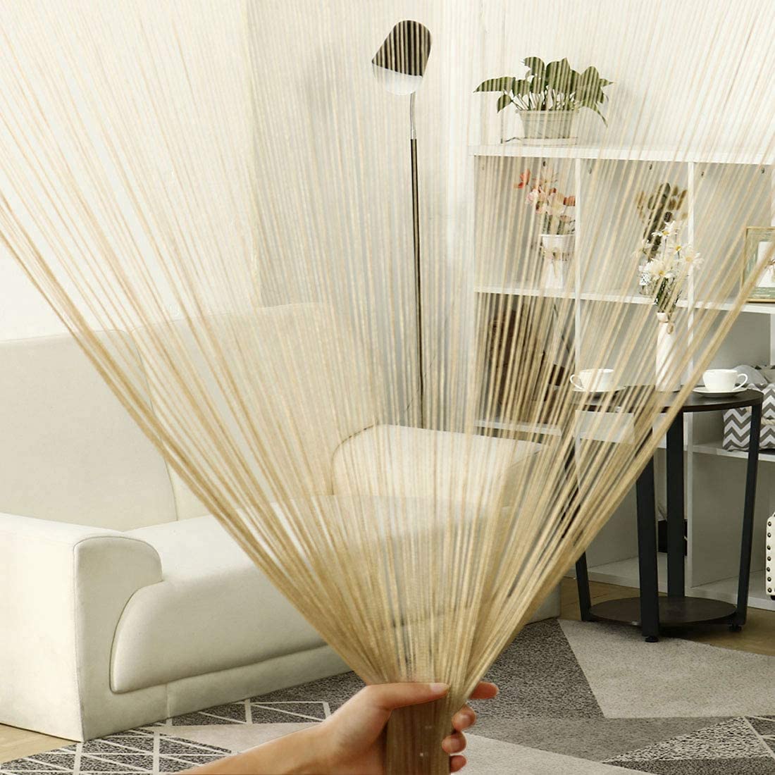 PINDIA 1Pc 9FT Decorative Polyester String Room Divider Thread Curtain - 9FT, Fawn discount deal