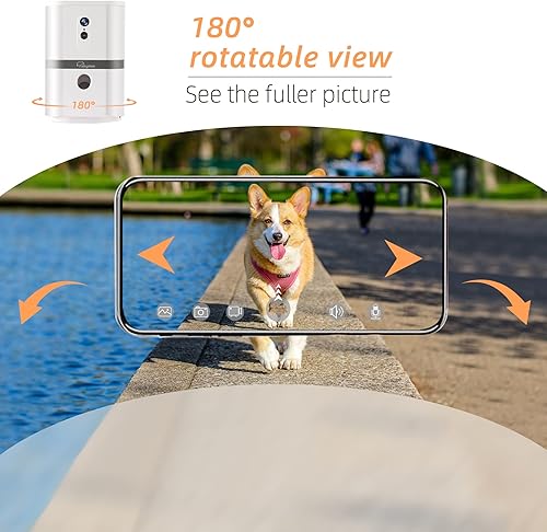 Petalk AI II Dog Camera Automatic Treat Dispenser — top-down angle highlighting key features
