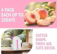 Vista 2 de Ambientador para el hogar, paquete de 2, 2 recargas, aroma a melocotón, eliminador de olores, hasta 120 días, ambientador en forma de cactus