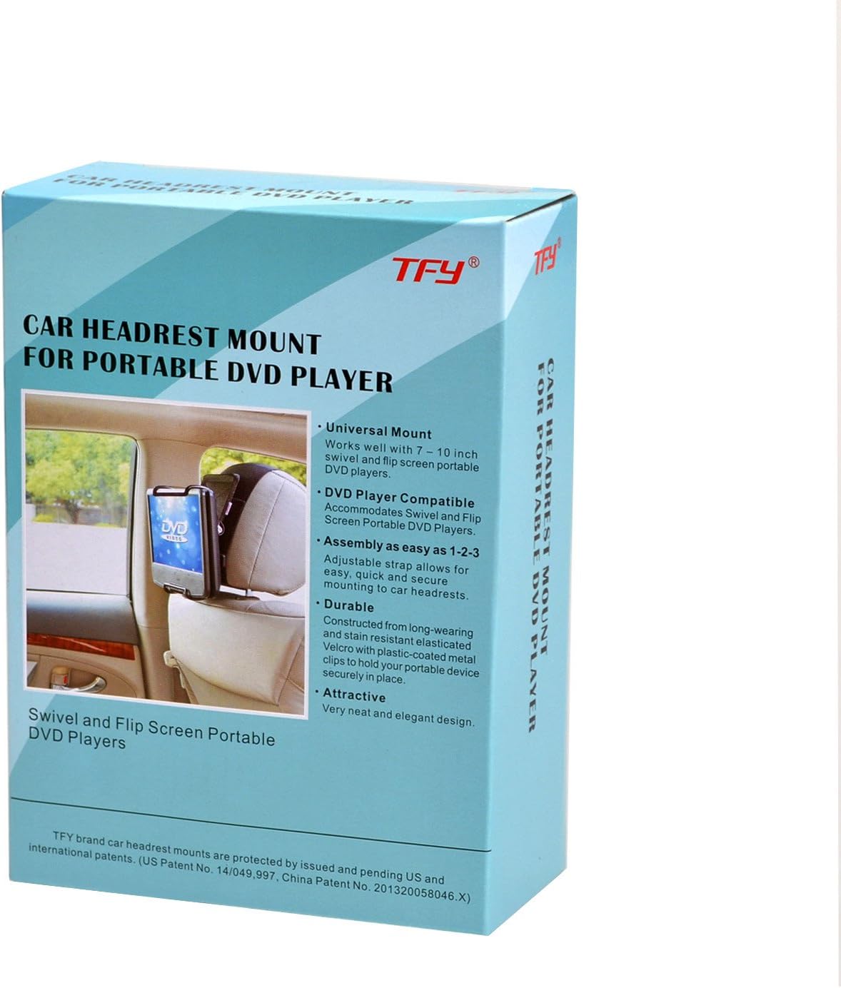 TFY Universal Car Headrest Mount Holder with Angle- Adjustable Holding Clamp for Swivel Screen Portable DVD Players, Black