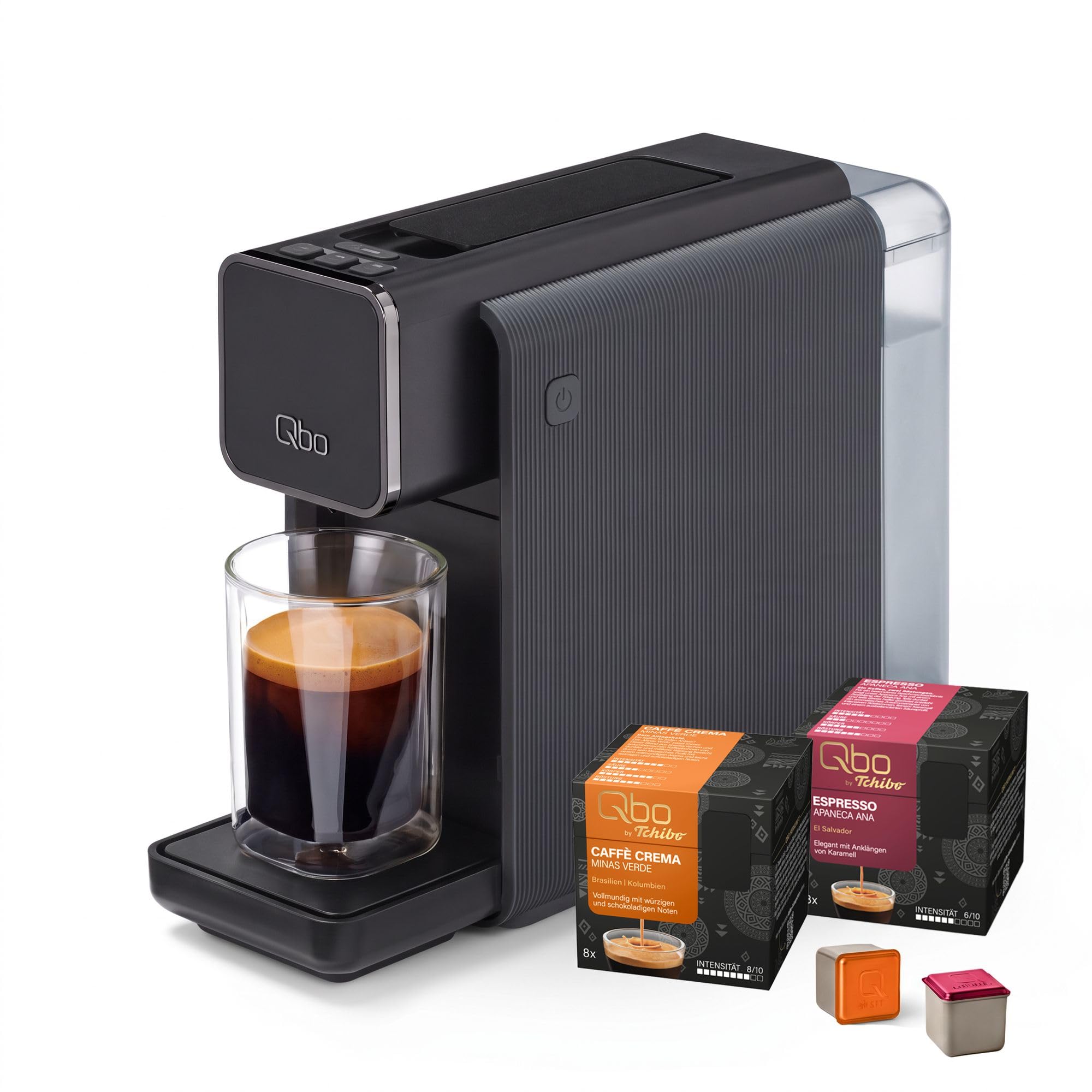 Tchibo Qbo ONE Kapselmaschine, Soft Black, inkl. 16 Kapseln
