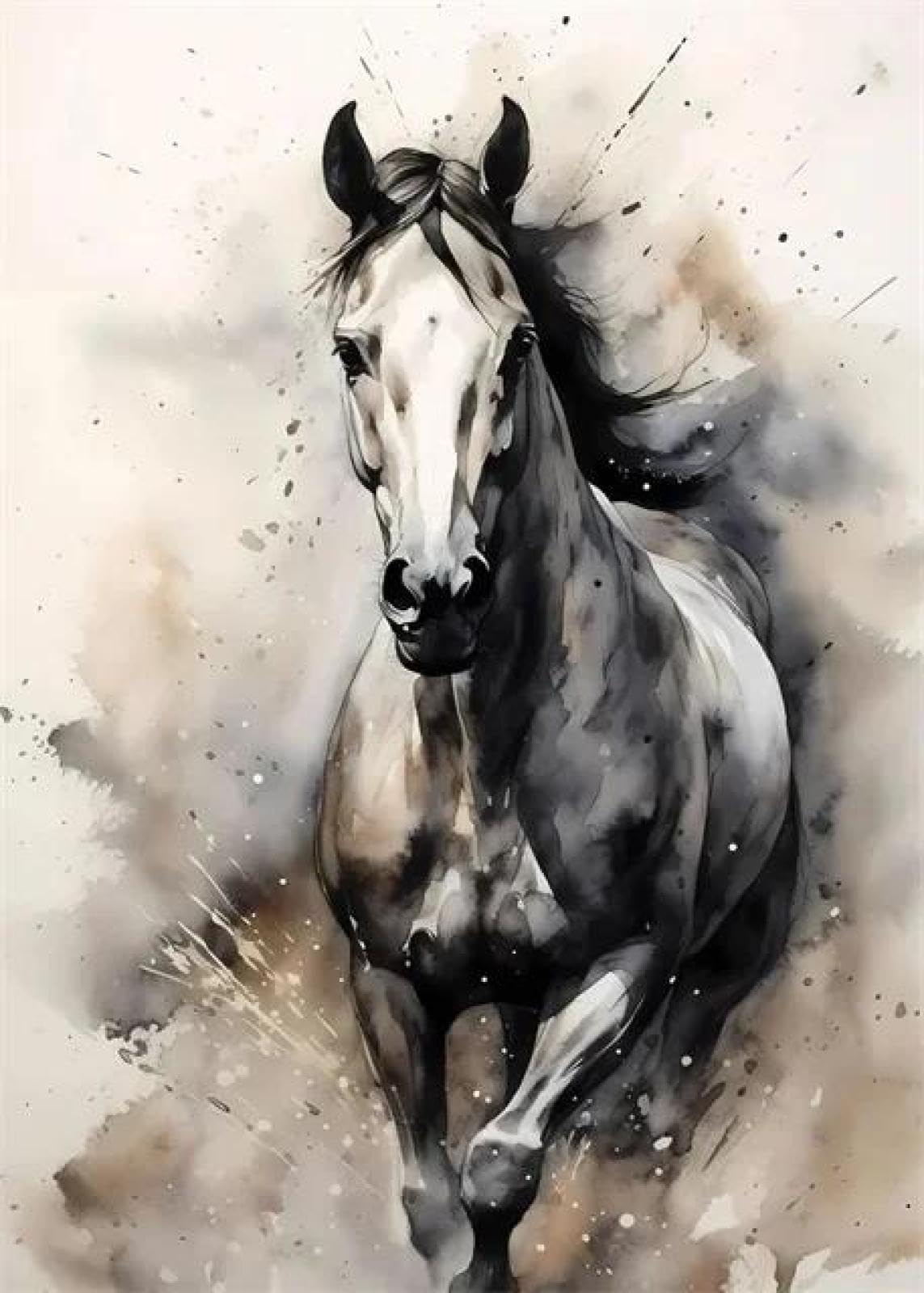 SHINERING Abstract Watercolor Horse Animal Canvas Painting Posters Print Wall Art Picture Living Room Decor A9 50X70Cm Unframed