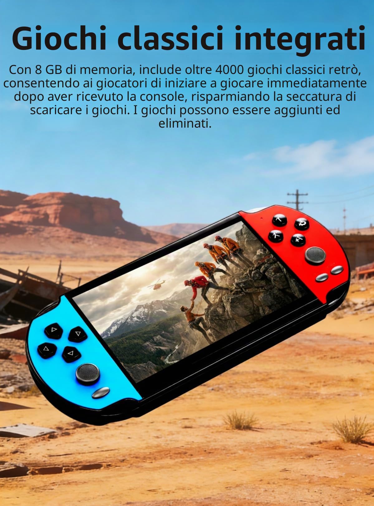 Console per videogiochi MP4/MP3 da 5,1 pollici, emulatori multipli, giochi classici retrò integrati, console portatile perfetta per compleanni all'aperto/viaggi tempo libero intrattenimento