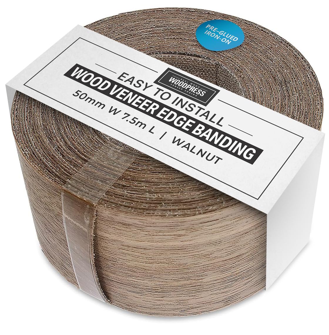 Placage bois de noyer véritable 50 mm contre les chants bruts de panneaux MDF