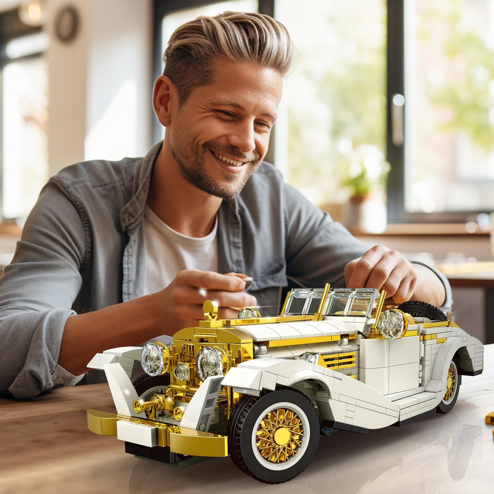 MOULD KING 10003 Technology - Modellino di auto d'epoca, costruisci la tua auto da corsa, 868 pezzi, età 8+