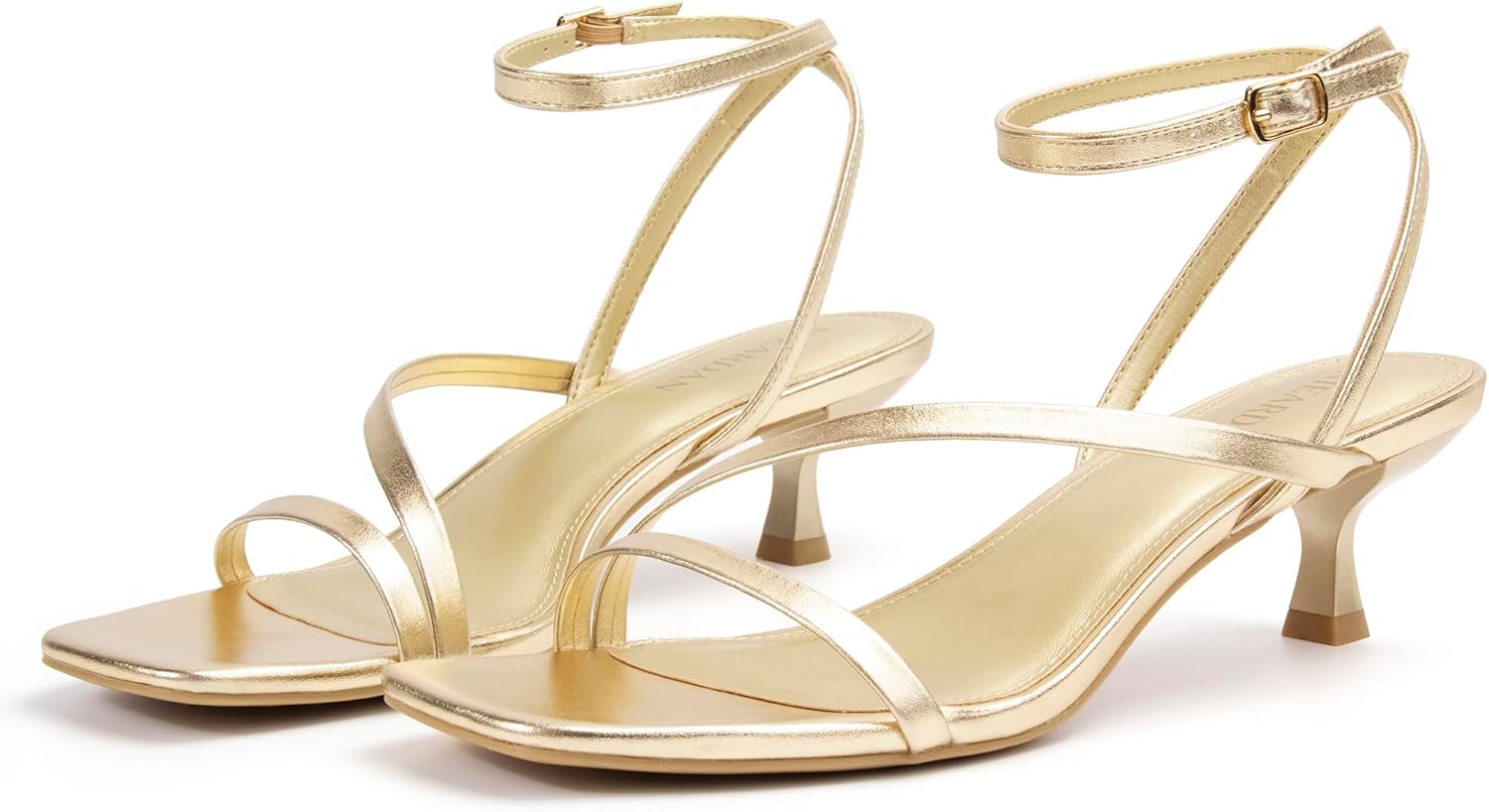 Women's Kitten Heel Sandals Square Open Toe Heels Ankle Buckle Heel Dress Sandals Dress Sandals for Women - Image 4