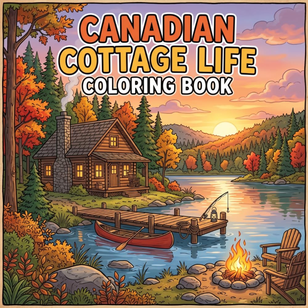 Canadian Cottage Life Coloring Book for Kids Ages 2-8: Bold and Easy Coloring Book with Lakes, Cabins, Campfires, Fishing Fun, Canoes, Cute Wildlife, and Cozy Canadian Adventures for Boys and Girls