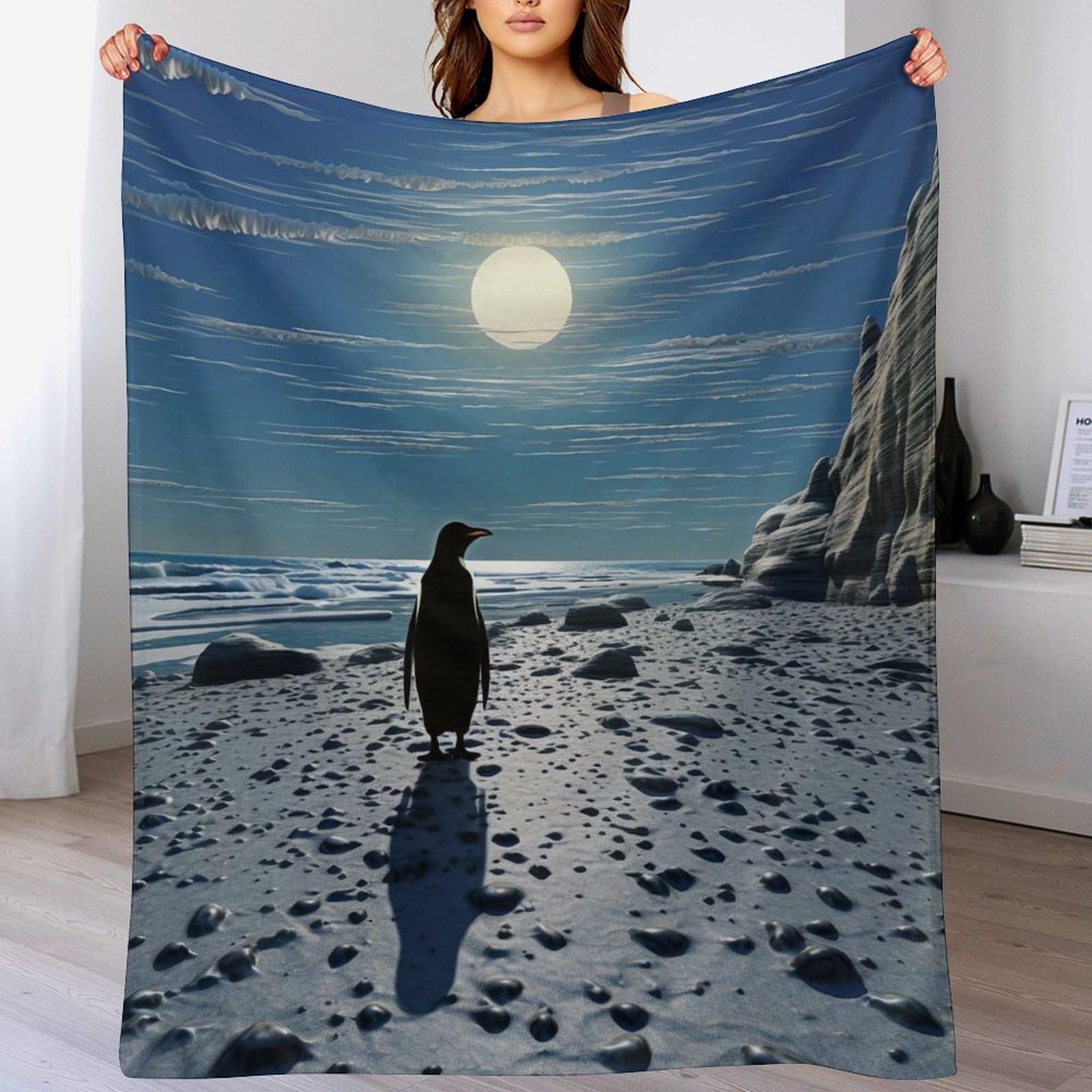 Manta de pingüino de forro polar con acabado premium suave