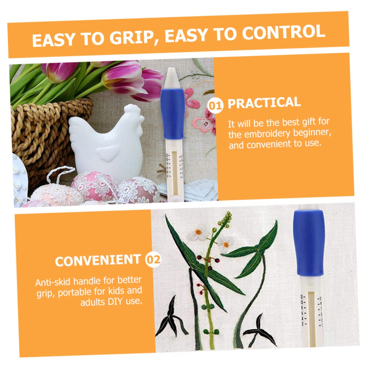 HOMSFOU 1 Set DIY Embroidery Punch Needle Ergonomic Design for Easy Sewing Crafting for Beginners Experienced for Home Decor Detailed Projects