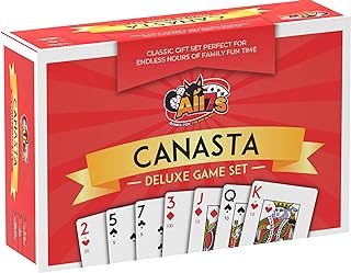 All7s Deluxe Canasta Game Set - Classic Card Game for Adults & Seniors - Large Print Cards, Rotating Tray & Scorepad - Gif...